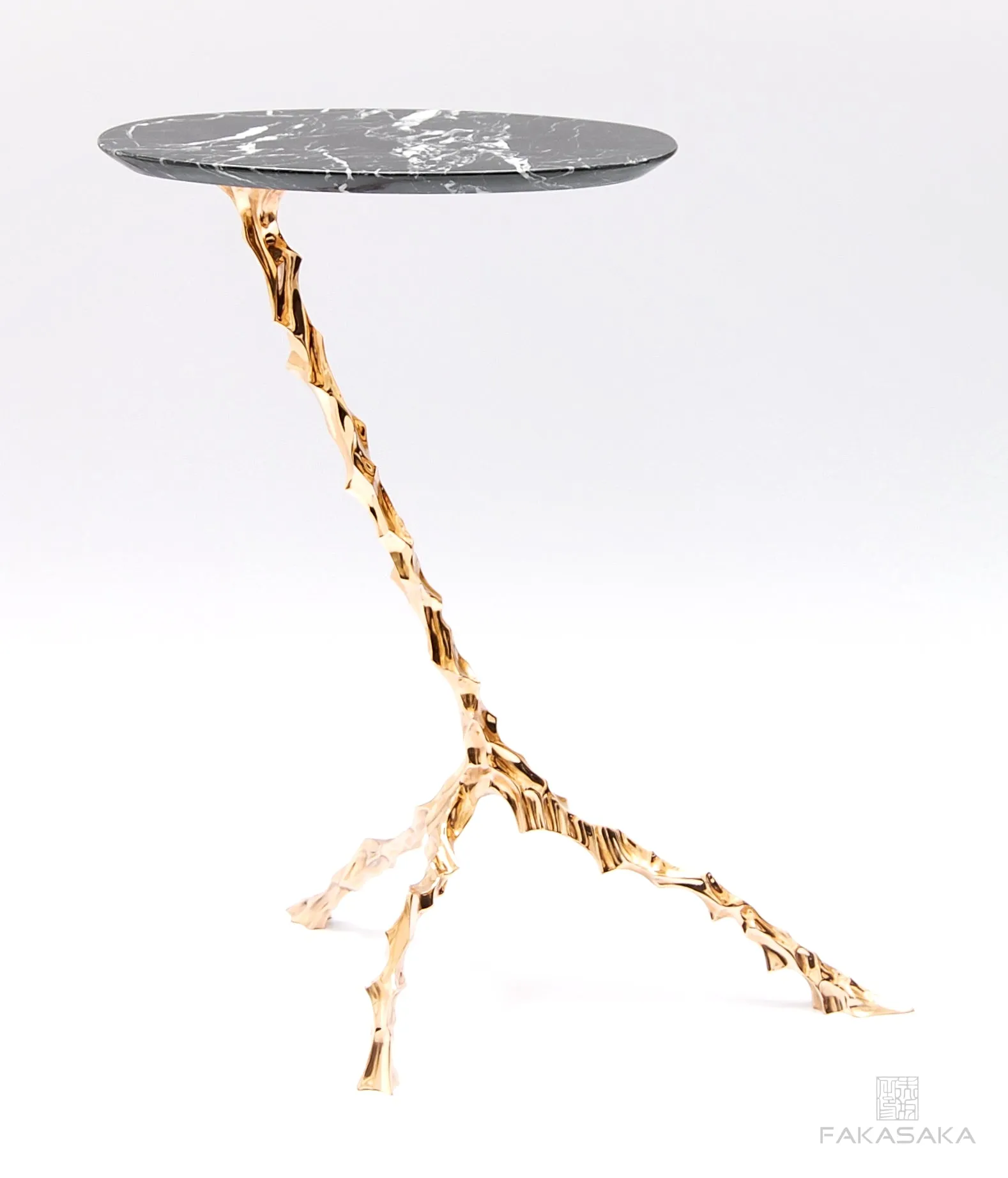 DYLAN DRINK TABLE<br><br>NERO MARQUINA MARBLE<br>POLISHED BRONZE