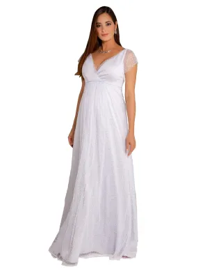 Elodie Maternity Gown - Silver Snow