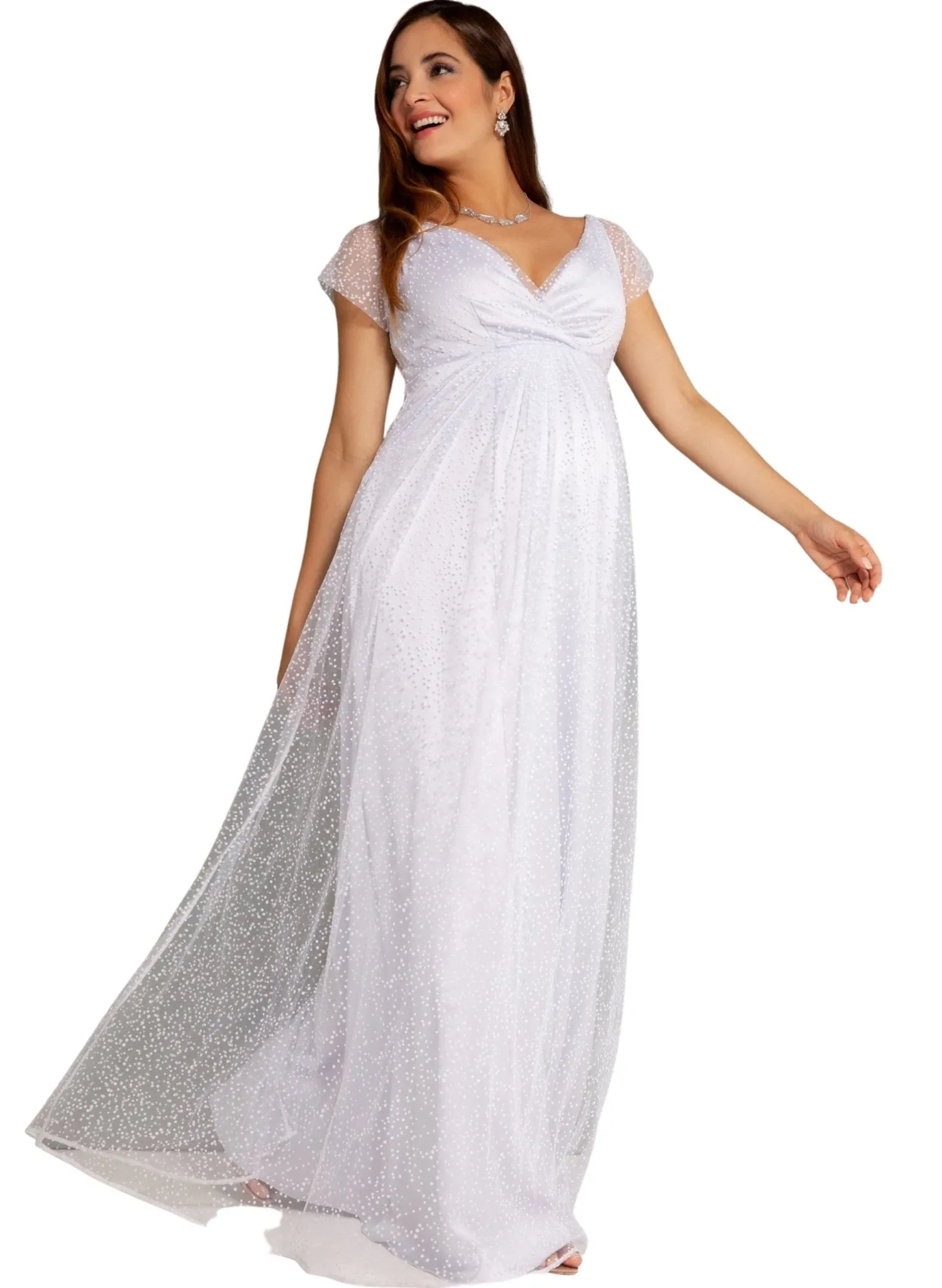 Elodie Maternity Gown - Silver Snow