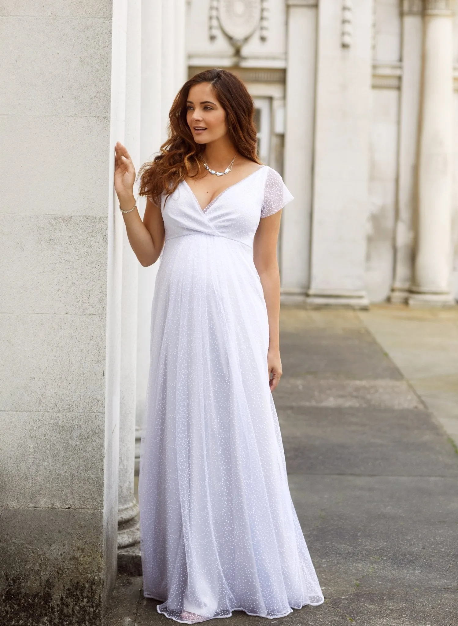 Elodie Maternity Gown - Silver Snow