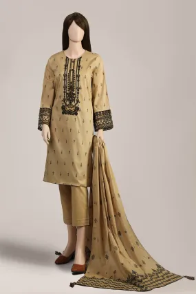 Embroidered Cotton Jacquard Stitched 3 Piece