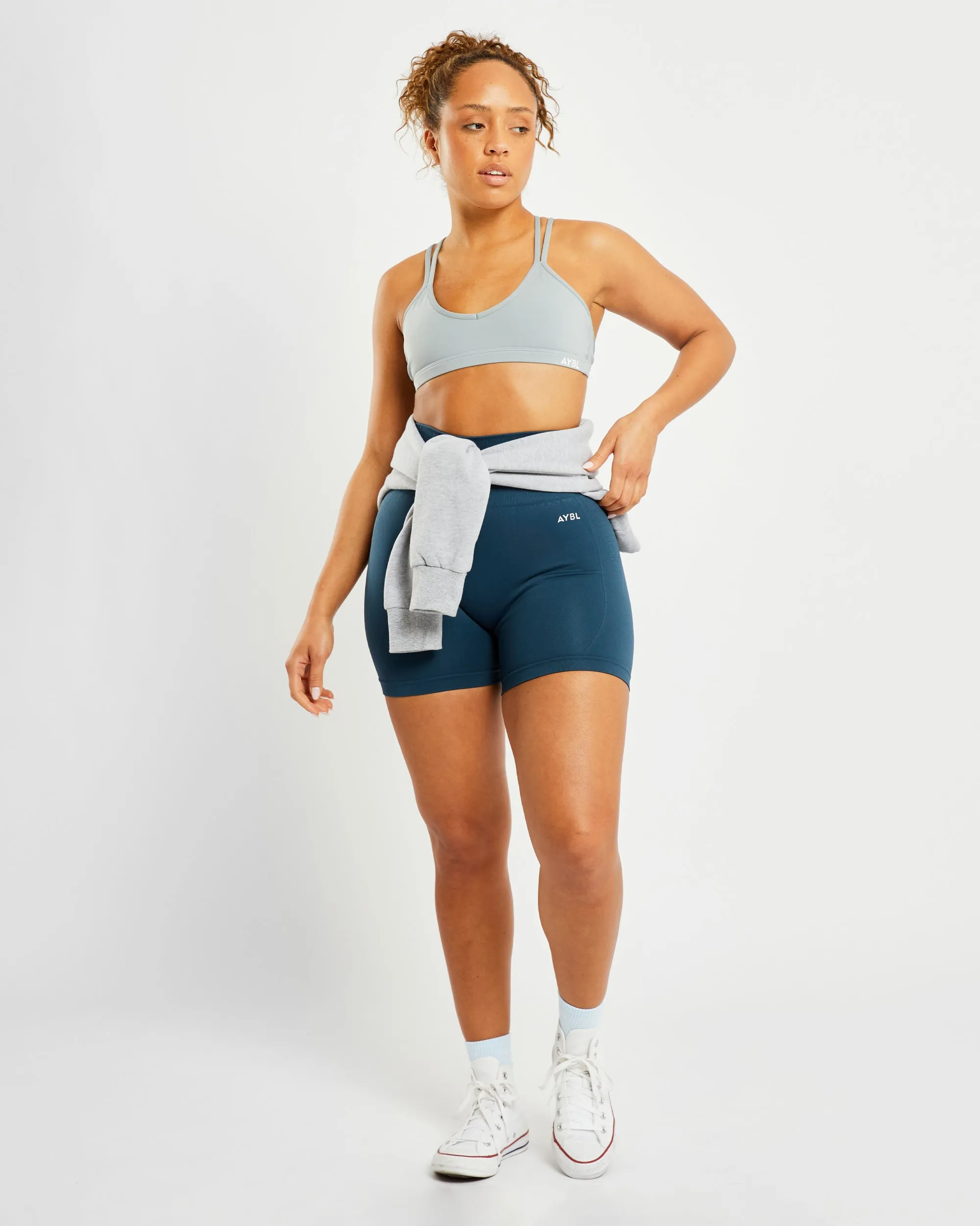 Essential Strappy Sports Bra - Pebble Grey