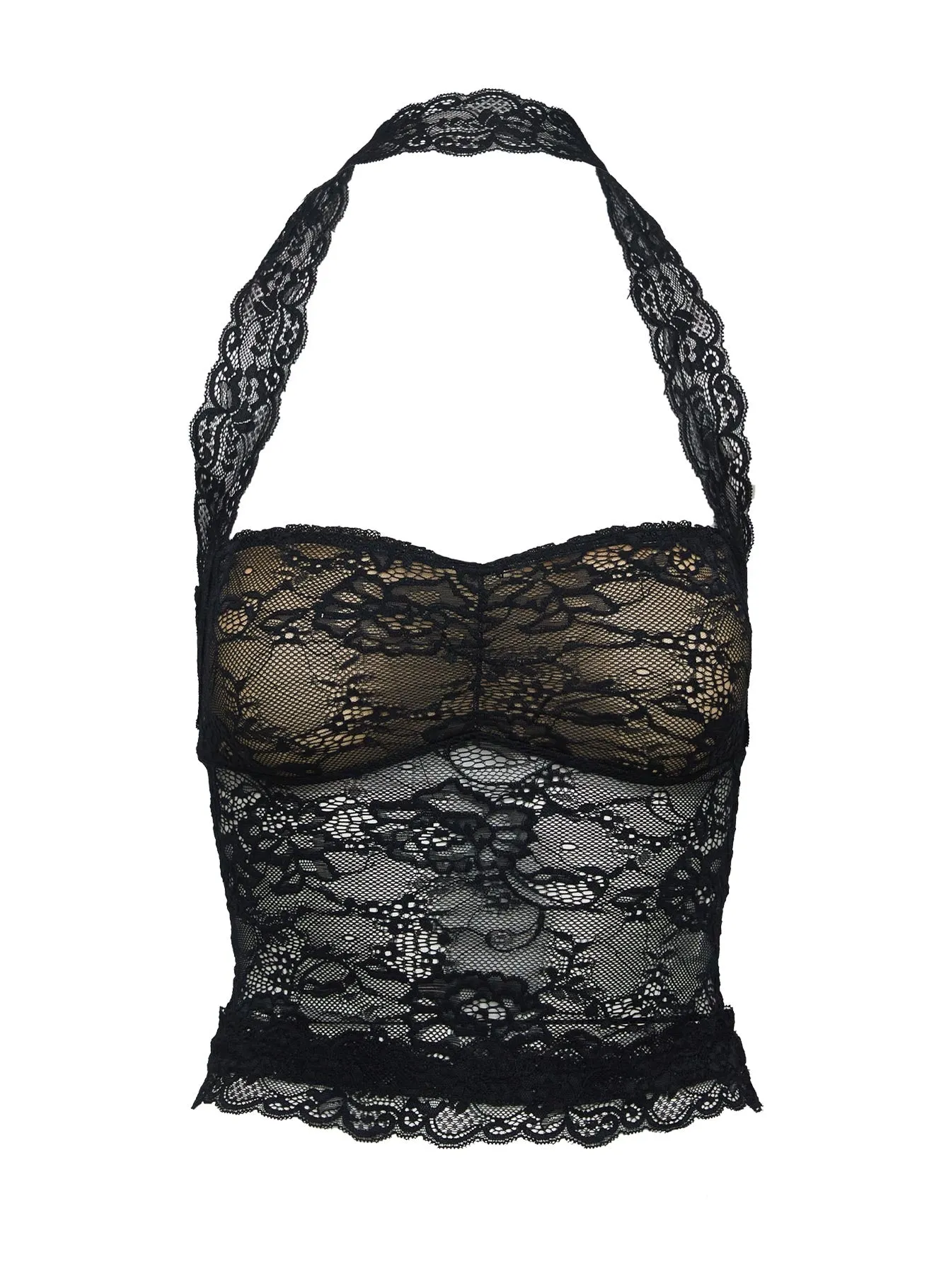 Fantasize Lace Halter Top Black