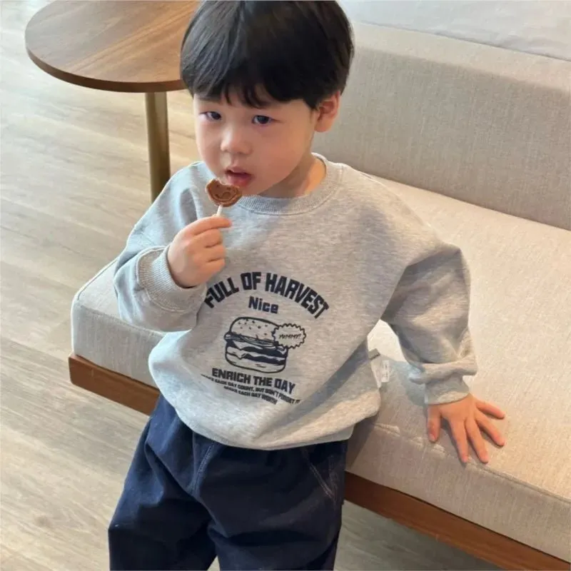 Fashionable Baby Letter Print Cotton Sweatshirt for Infant Toddler Boys and Girls