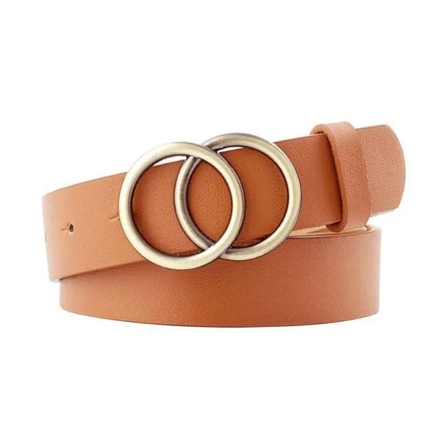 Faux Leather Belt with Double Ring Buckle (Many Colors!)