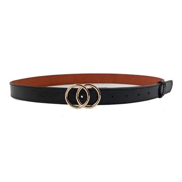 Faux Leather Belt with Double Ring Buckle (Many Colors!)