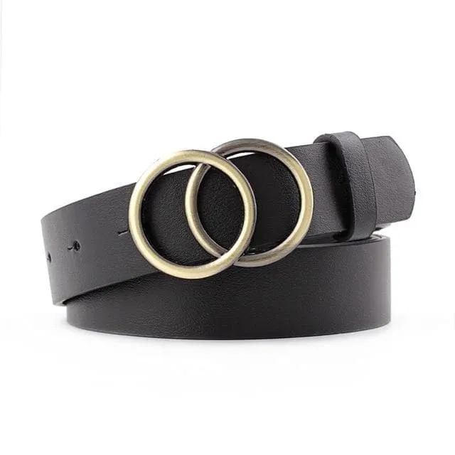 Faux Leather Belt with Double Ring Buckle (Many Colors!)