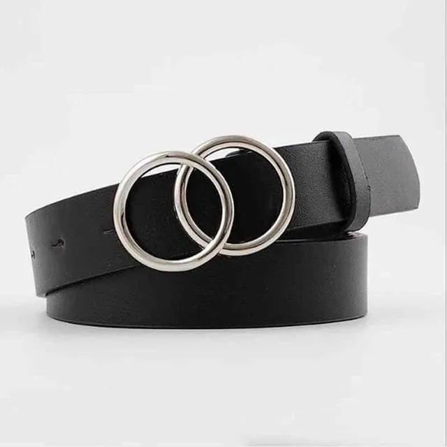 Faux Leather Belt with Double Ring Buckle (Many Colors!)