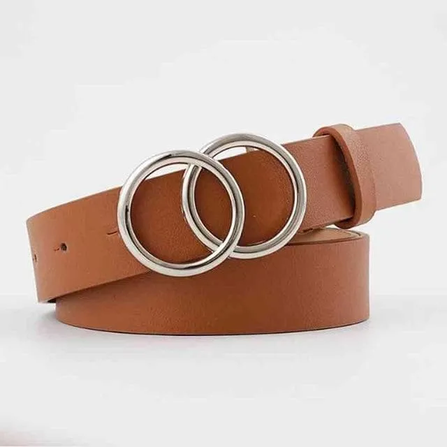 Faux Leather Belt with Double Ring Buckle (Many Colors!)