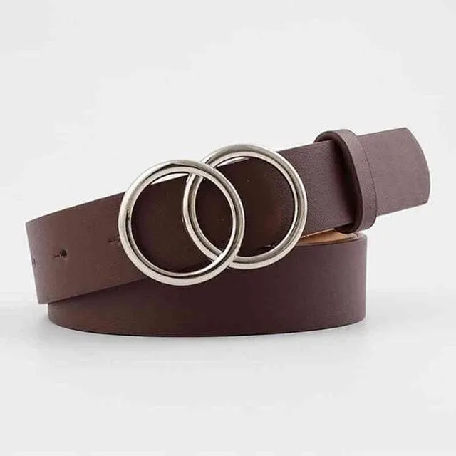 Faux Leather Belt with Double Ring Buckle (Many Colors!)