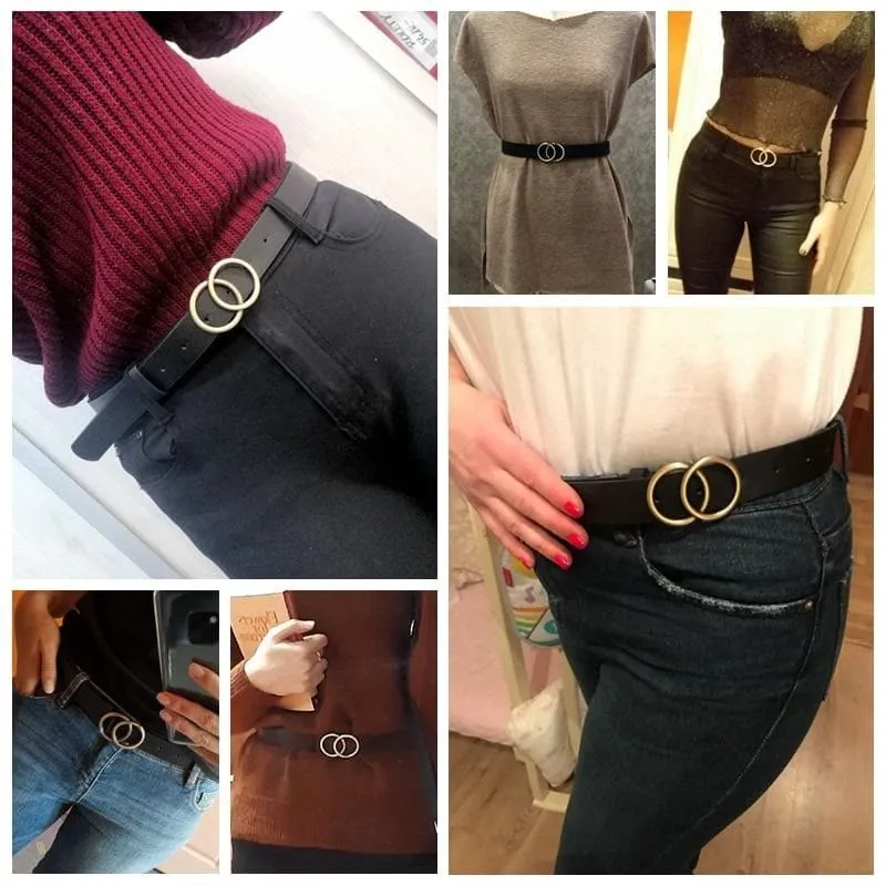 Faux Leather Belt with Double Ring Buckle (Many Colors!)