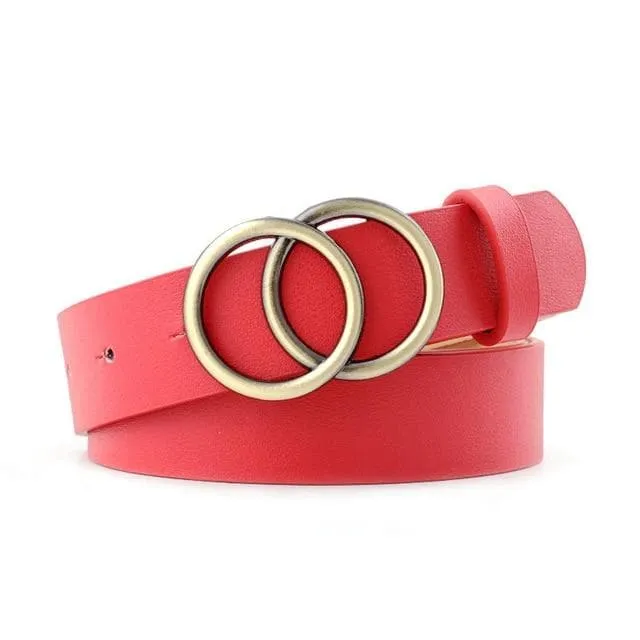 Faux Leather Belt with Double Ring Buckle (Many Colors!)