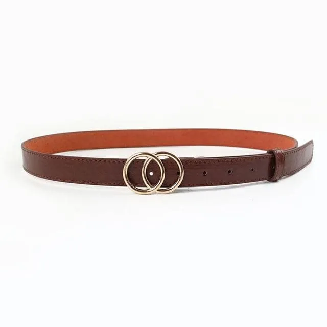 Faux Leather Belt with Double Ring Buckle (Many Colors!)