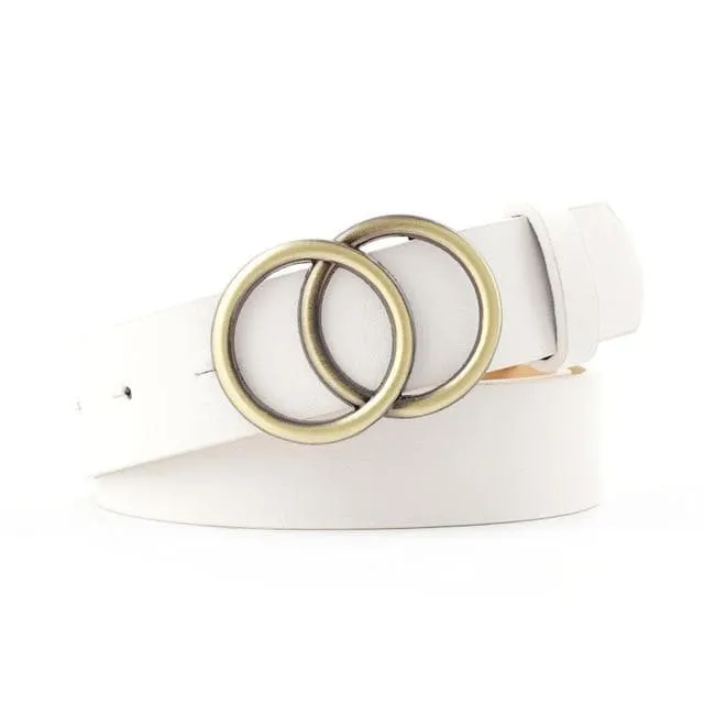 Faux Leather Belt with Double Ring Buckle (Many Colors!)