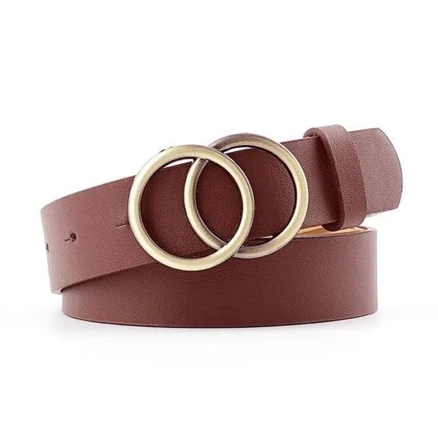 Faux Leather Belt with Double Ring Buckle (Many Colors!)