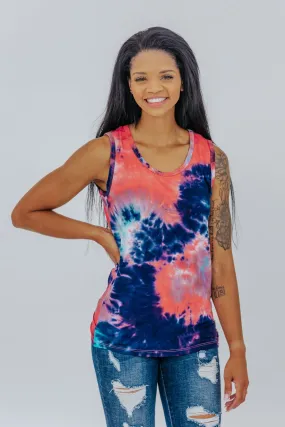 Firework Ready Tie Dye Tank In Multicolored Navy