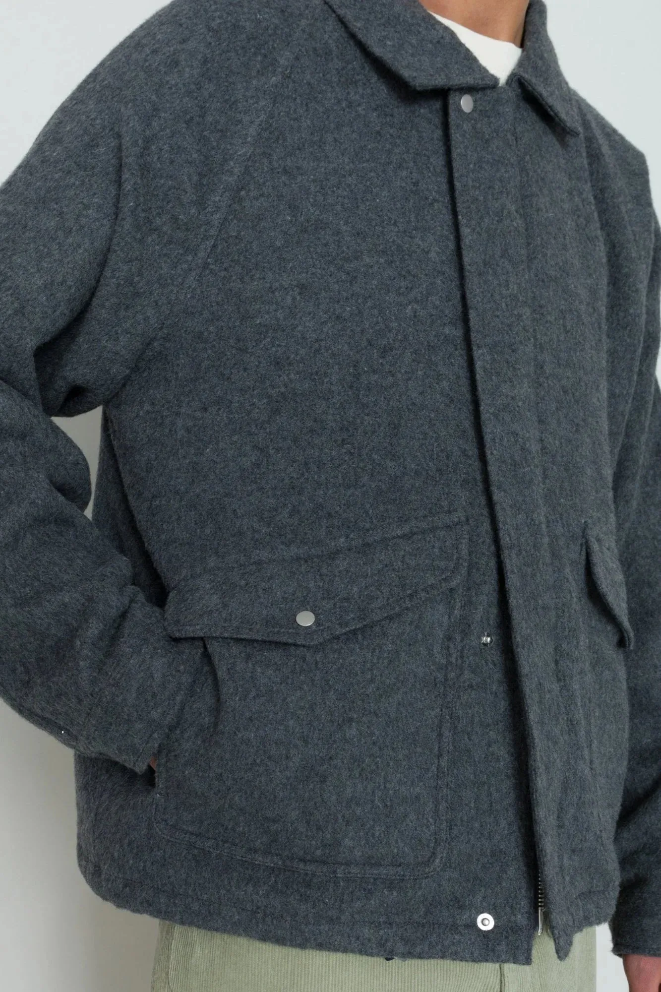 Folk Winter Cropped Coat Charcoal Wool