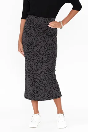 Grey Leopard Bamboo Maxi Tube Skirt