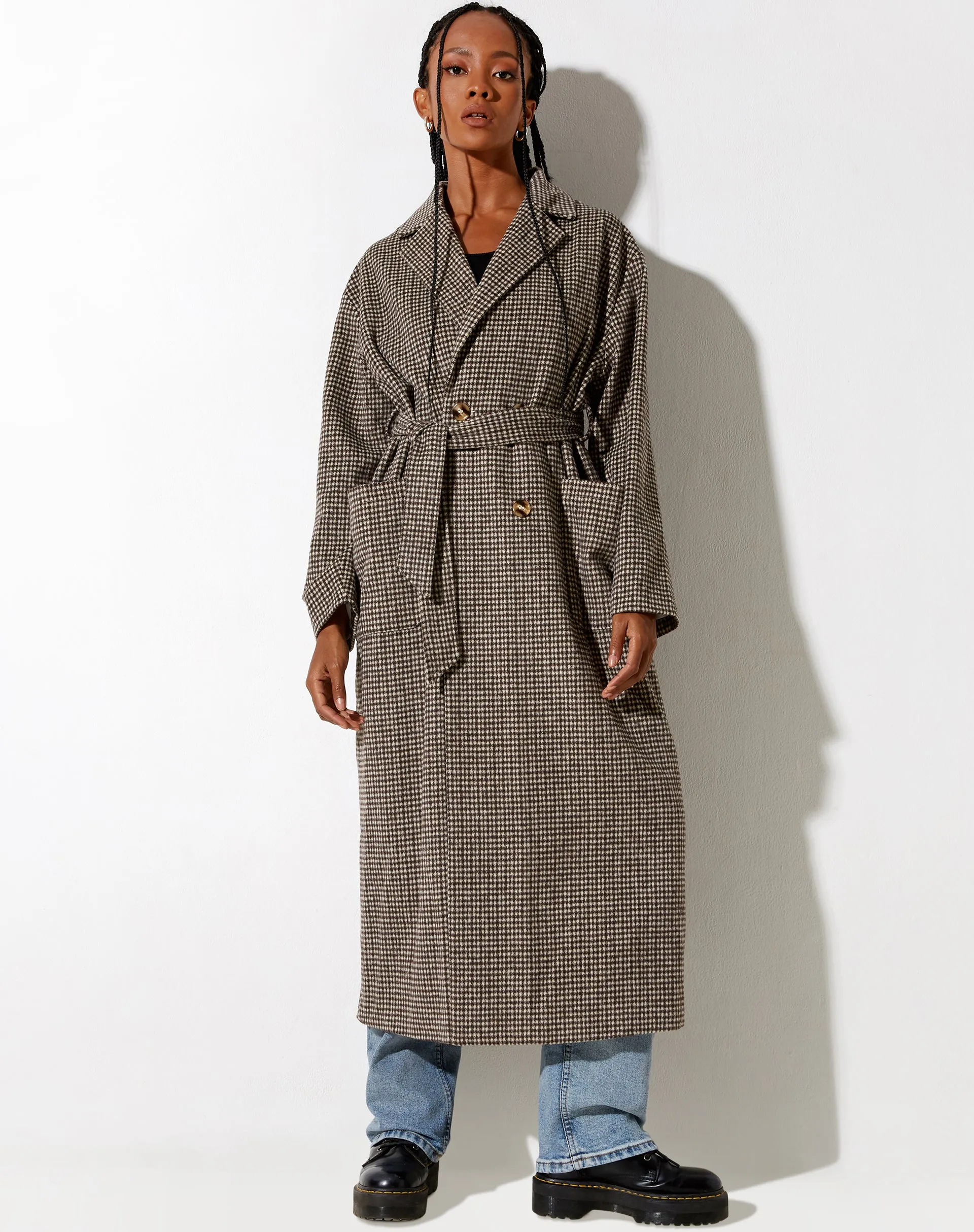 Herdina Coat in Houndstooth Brown