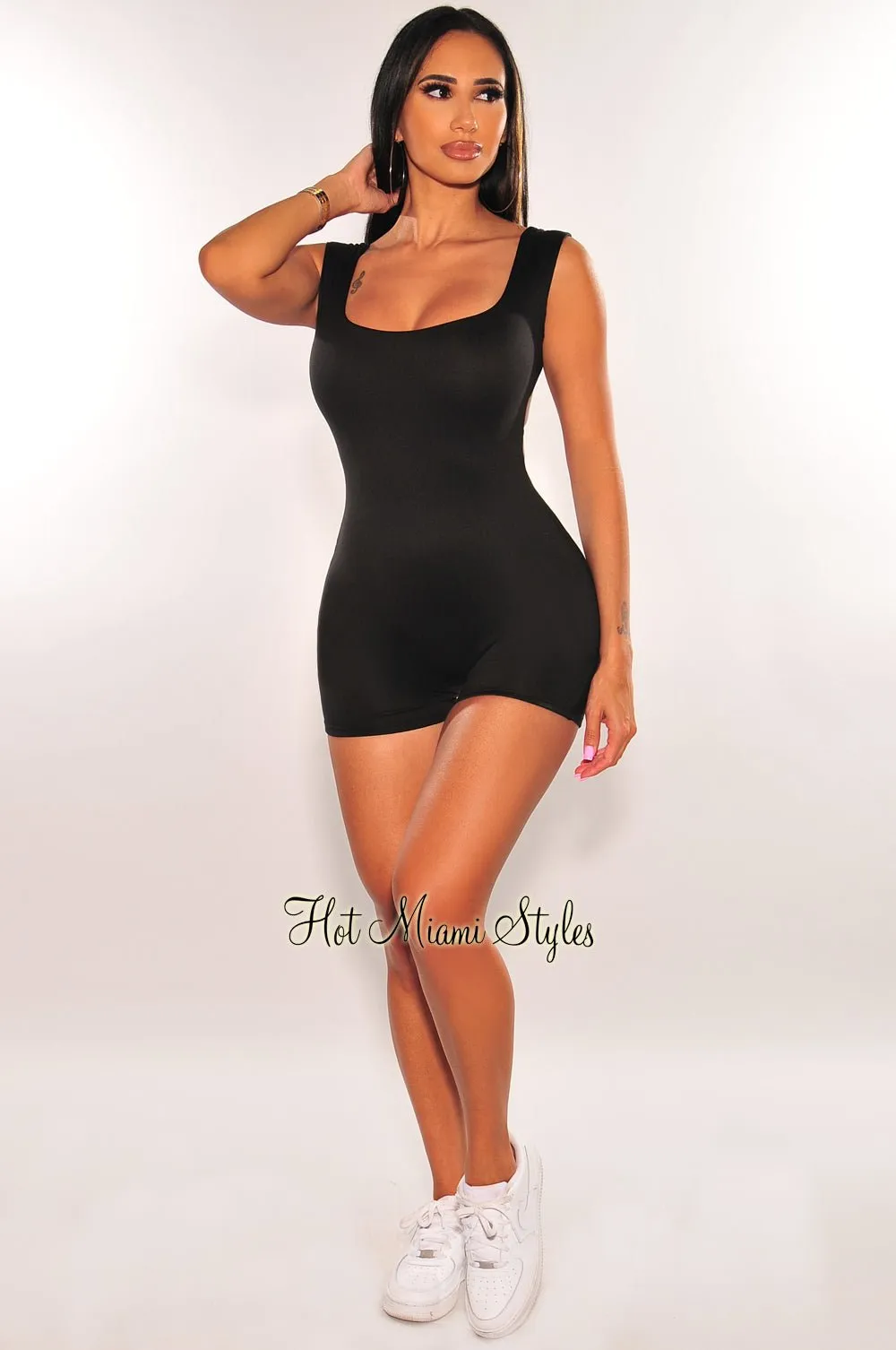 HMS Essential: Black Sleeveless Criss Cross Open Back Romper