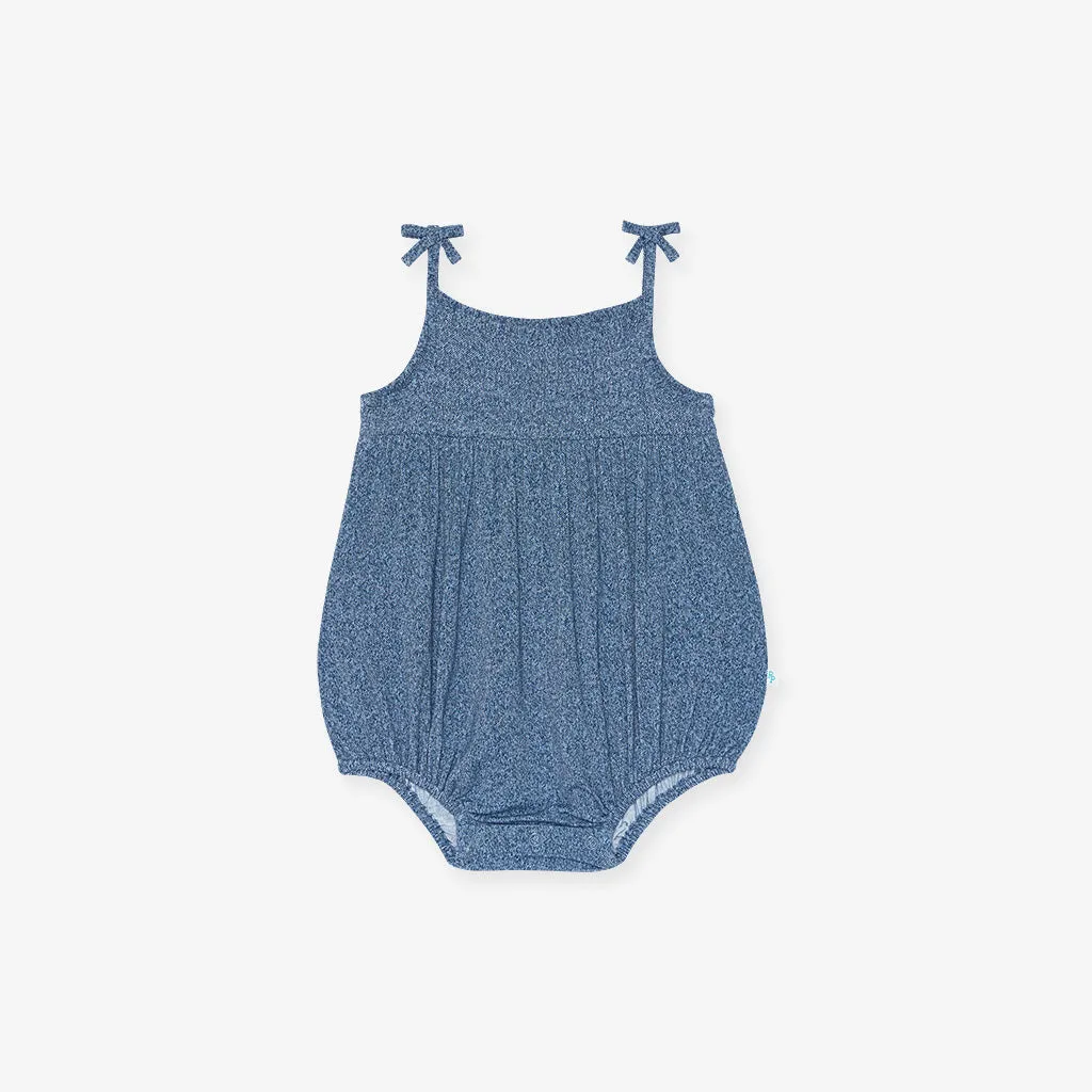 Indigo Denim Sleeveless Smocked Bubble Romper