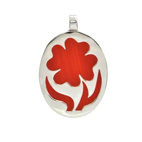 Israeli Carnelian and Sterling Silver Flower Pendant C.1960