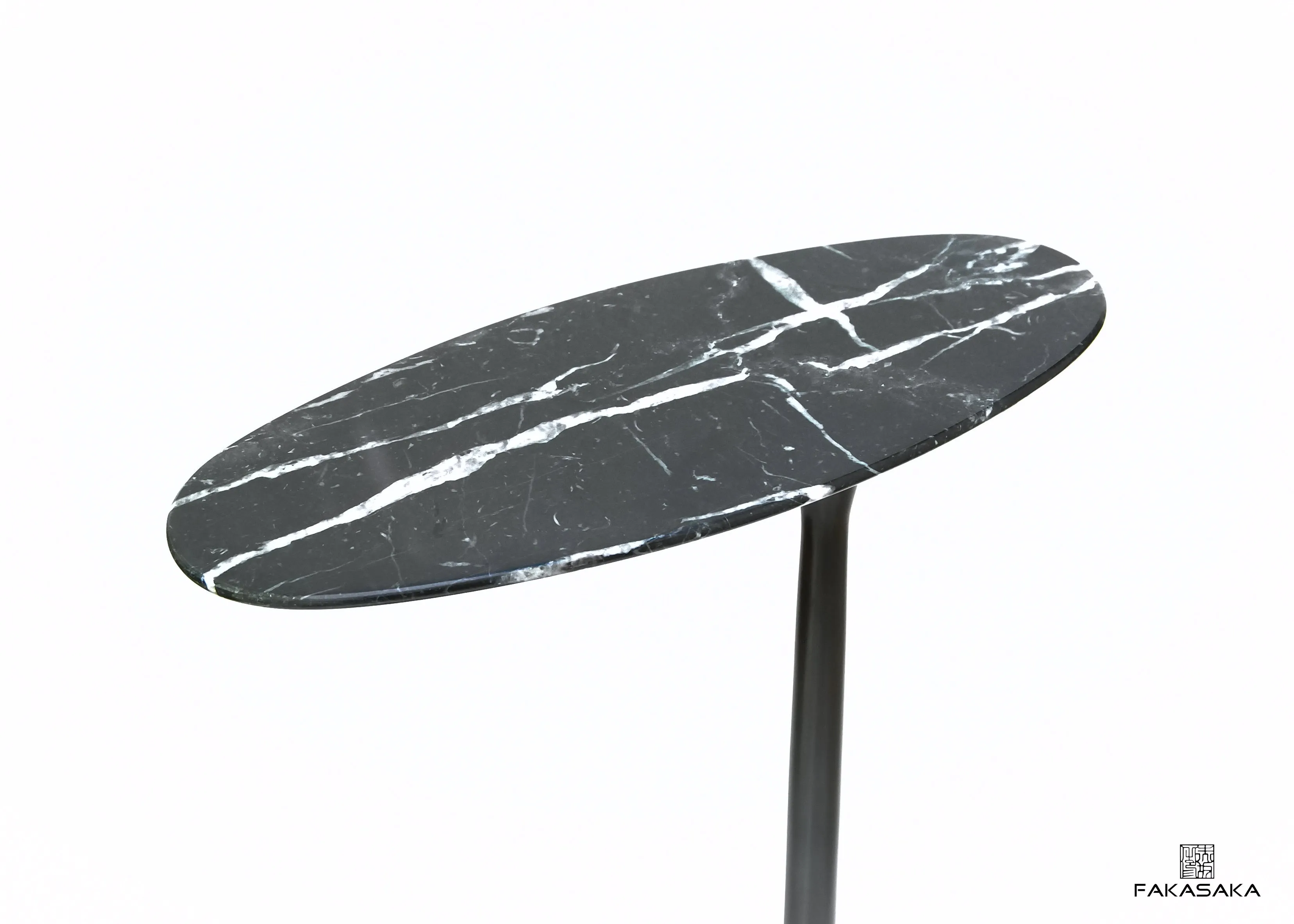 JAGGER DRINK TABLE<br><br>NERO MARQUINA MARBLE<br>DARK BRONZE