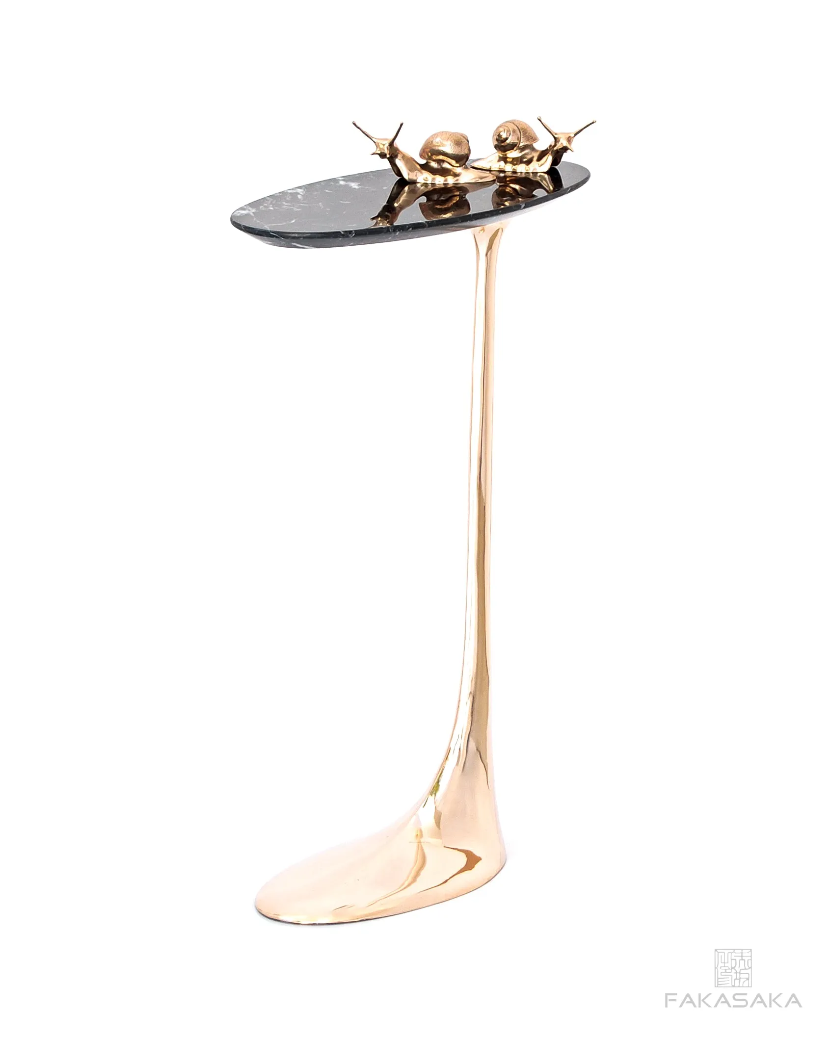 JAGGER DRINK TABLE<br><br>NERO MARQUINA MARBLE<br>POLISHED BRONZE