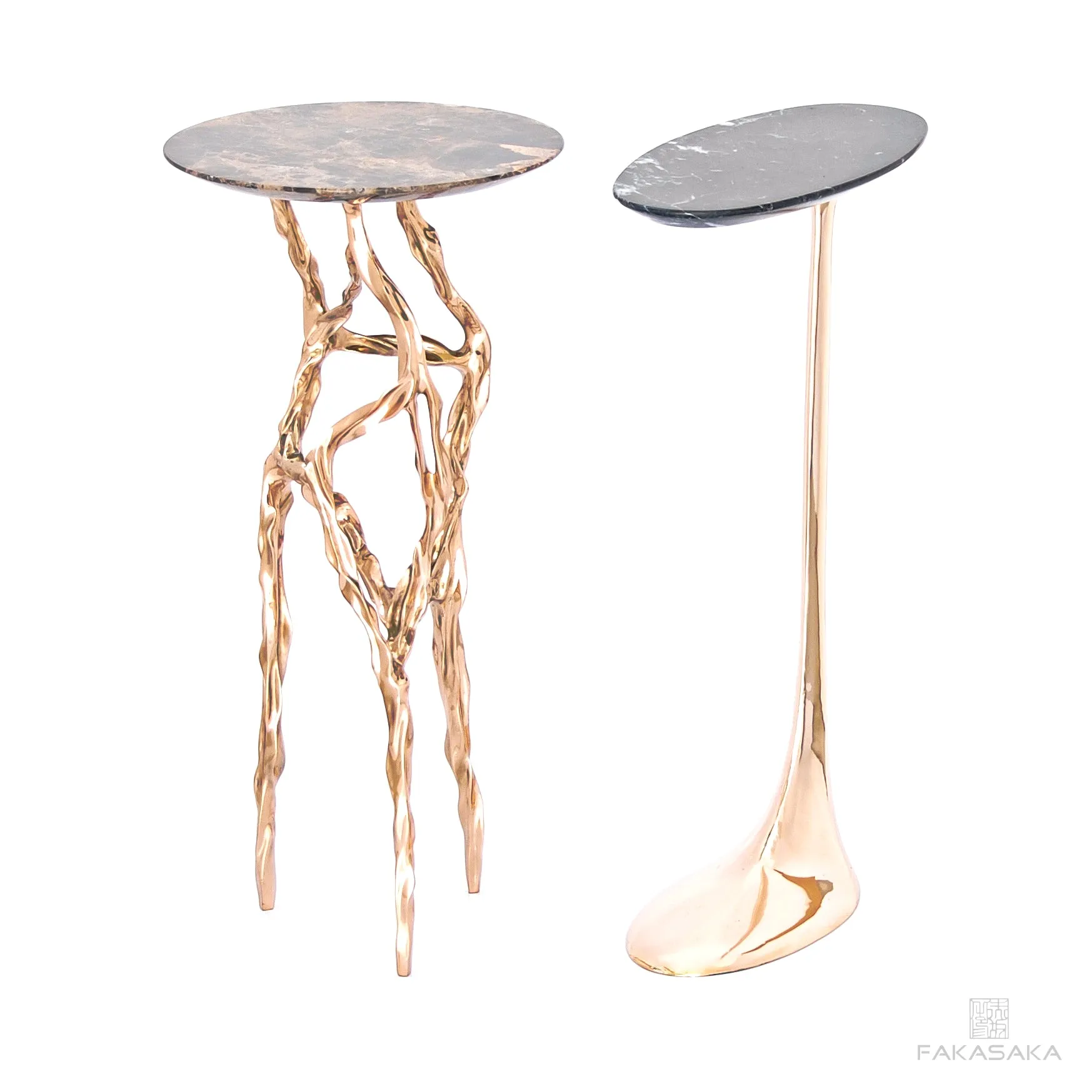 JAGGER DRINK TABLE<br><br>NERO MARQUINA MARBLE<br>POLISHED BRONZE