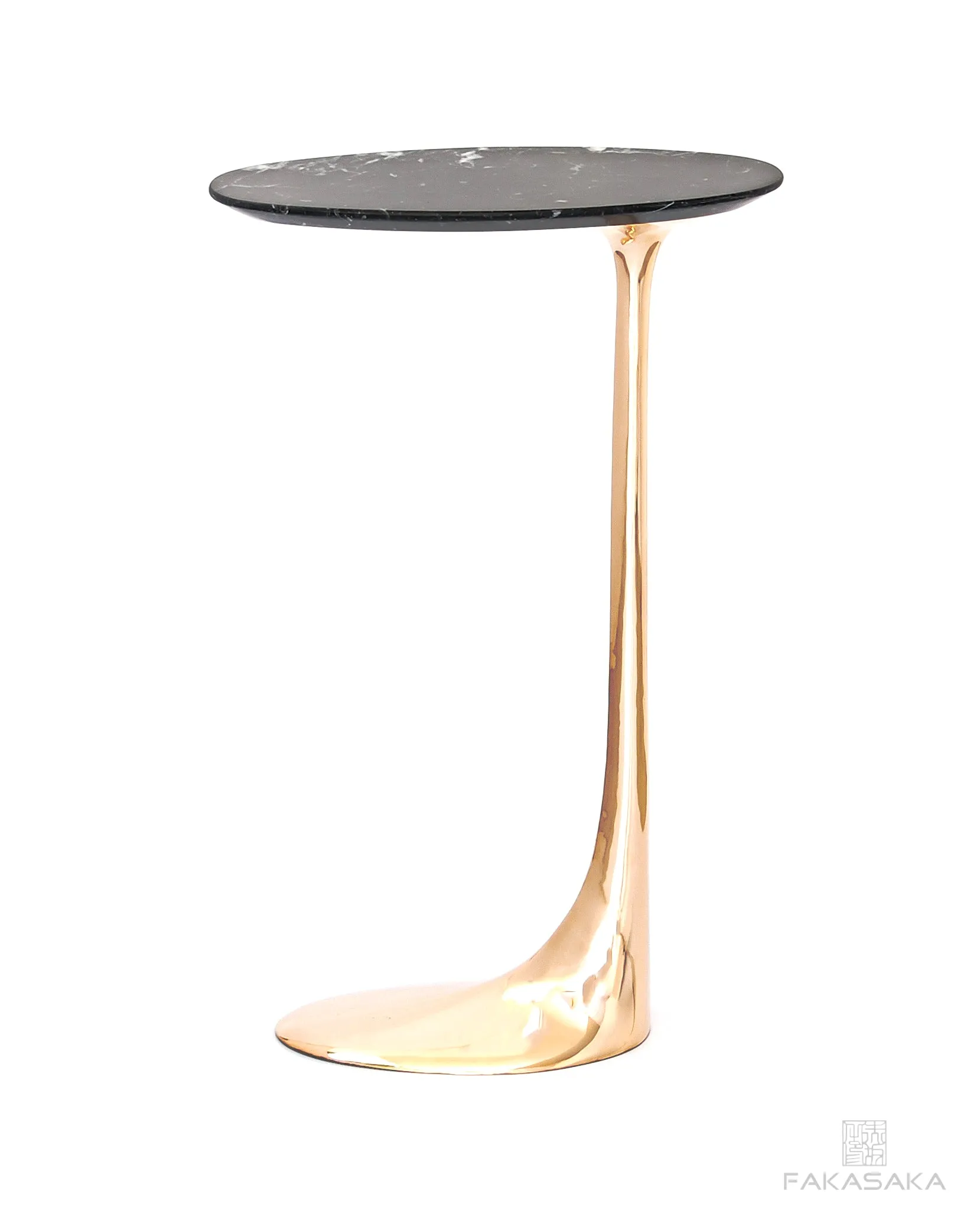 JAGGER DRINK TABLE<br><br>NERO MARQUINA MARBLE<br>POLISHED BRONZE