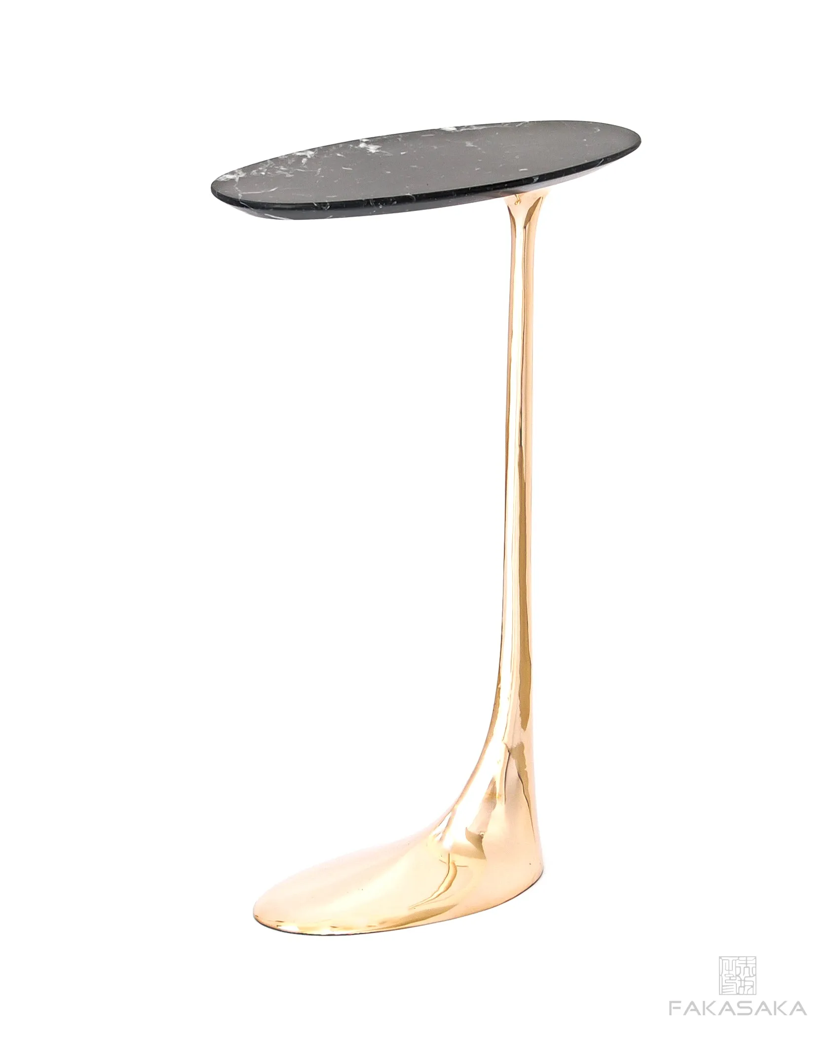 JAGGER DRINK TABLE<br><br>NERO MARQUINA MARBLE<br>POLISHED BRONZE