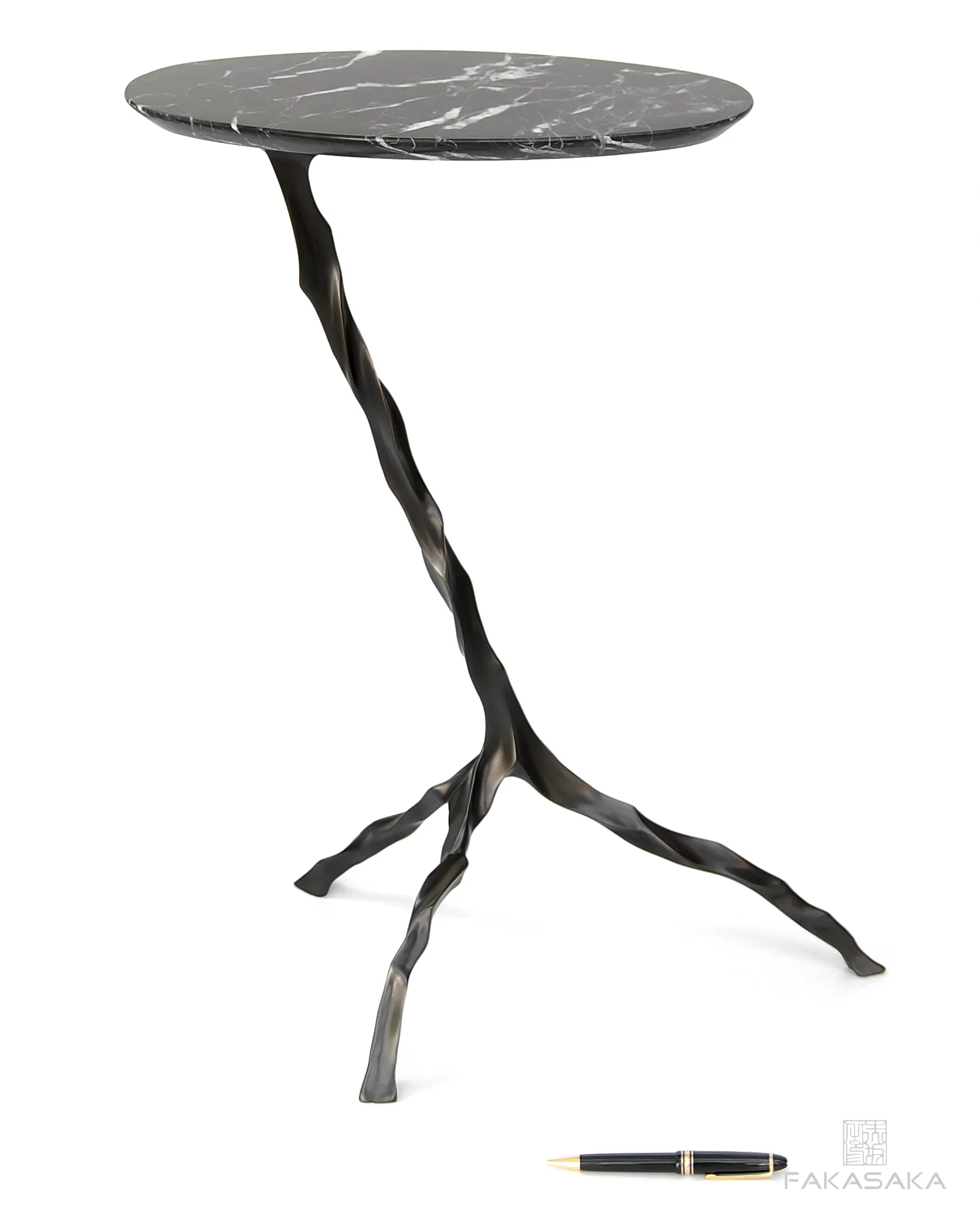 JANIS DRINK TABLE<br><br>NERO MARQUINA MARBLE<br>DARK BRONZE