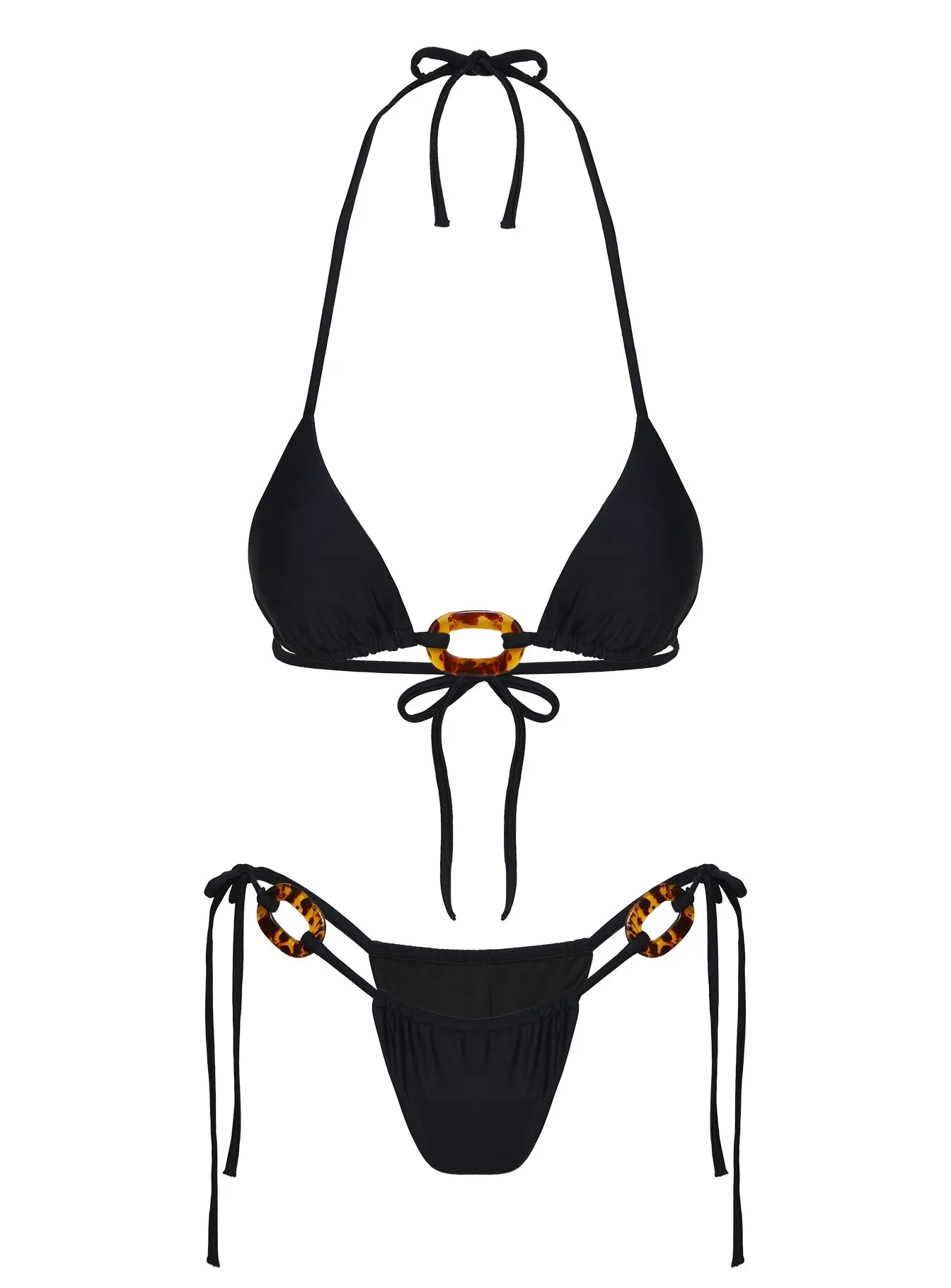 Jenner Triangle Bikini Ring Top Black