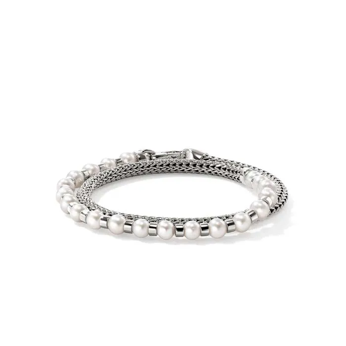 John Hardy JH Essential Pearl Wrap Bracelet in Sterling Silver