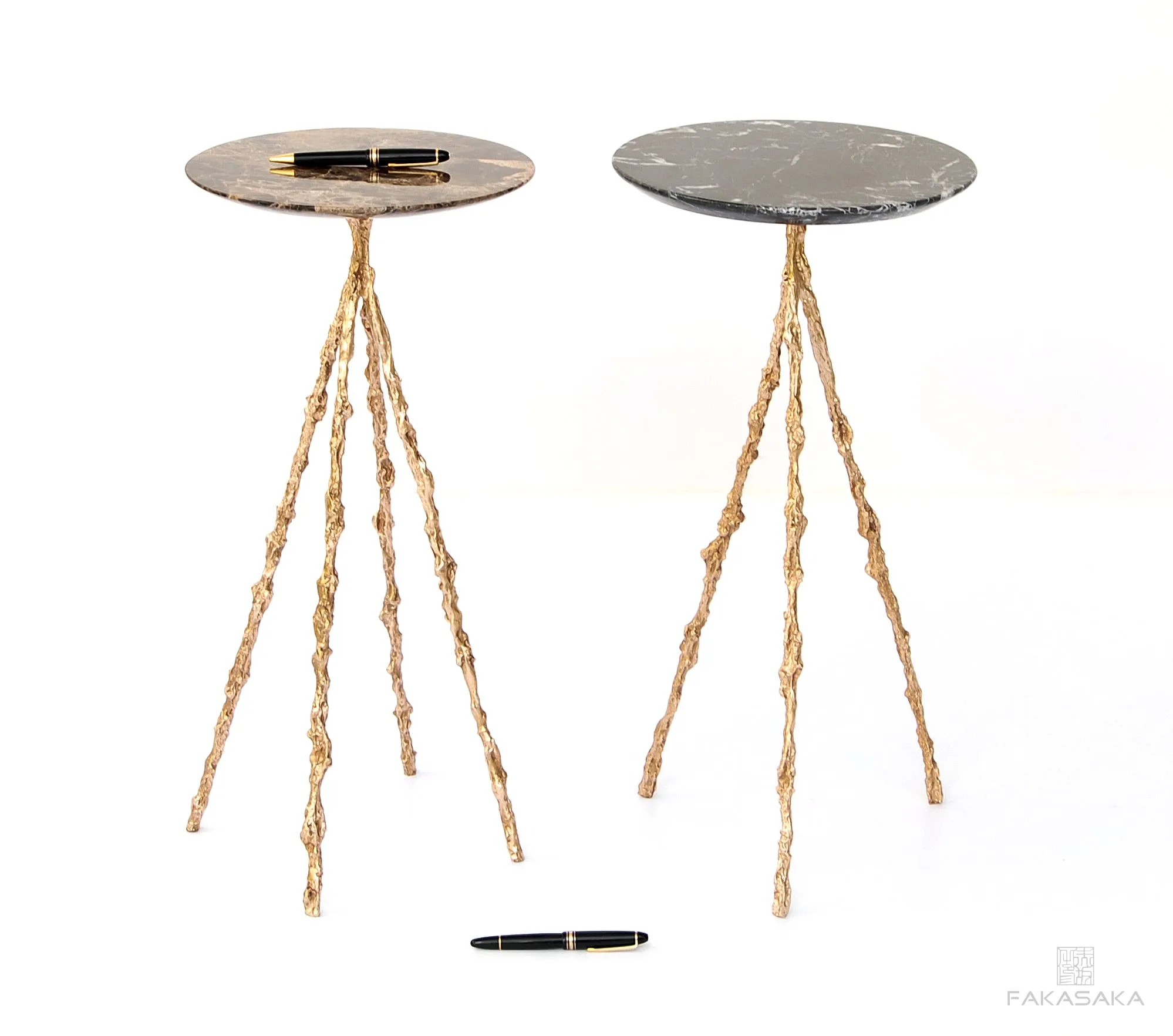 JOHN LEE DRINK TABLE<br><br>MARRON IMPERIAL MARBLE<br>POLISHED BRONZE