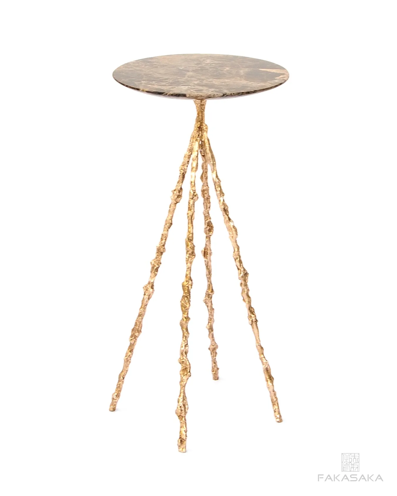 JOHN LEE DRINK TABLE<br><br>MARRON IMPERIAL MARBLE<br>POLISHED BRONZE