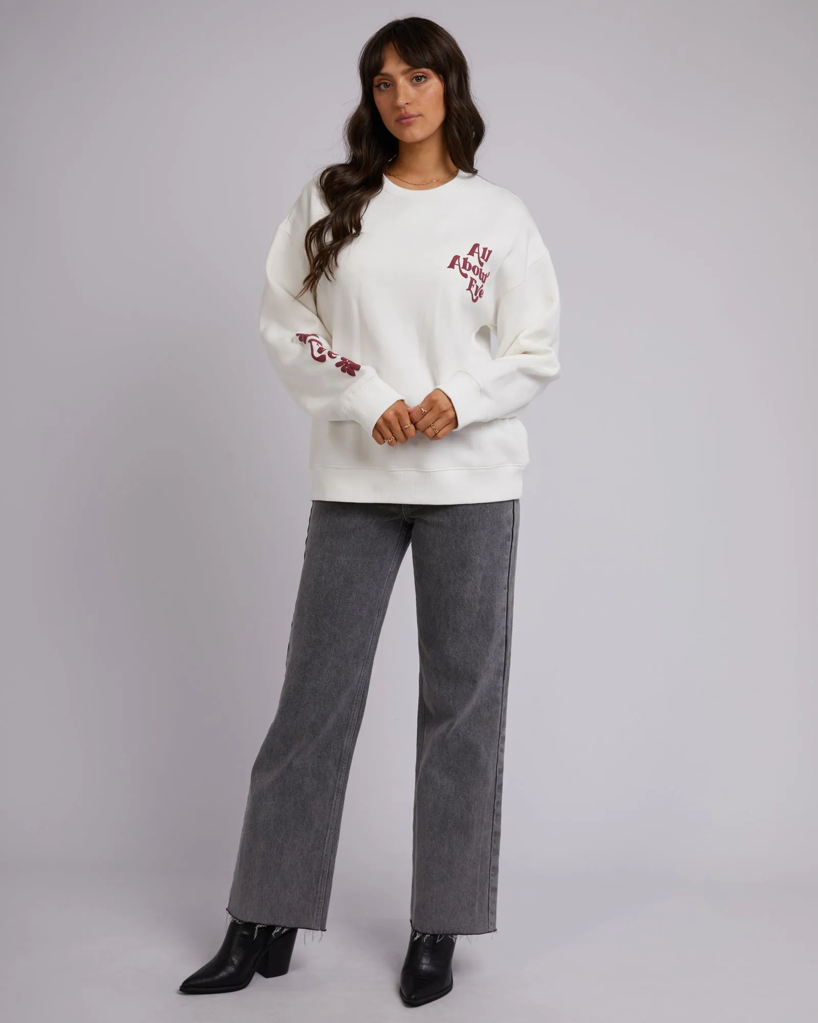 Julia Oversized Crew Vintage White