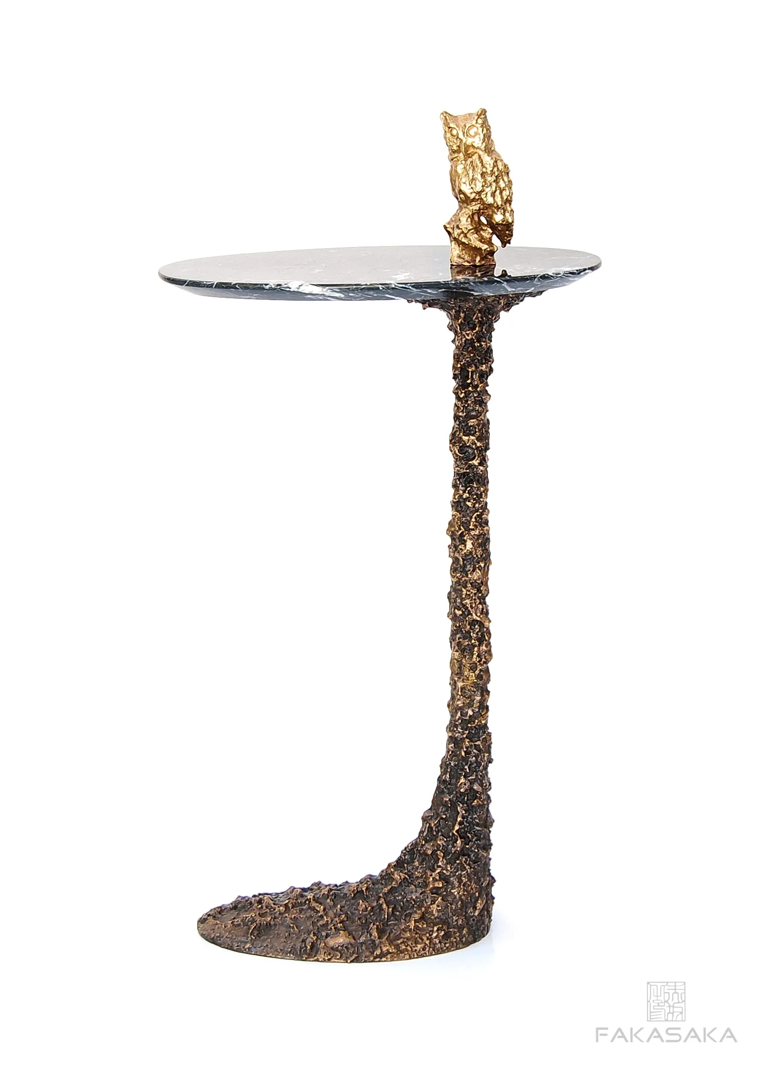 KEEF DRINK TABLE<br><br>NERO MARQUINA MARBLE<br>BLACKBROWN BRONZE