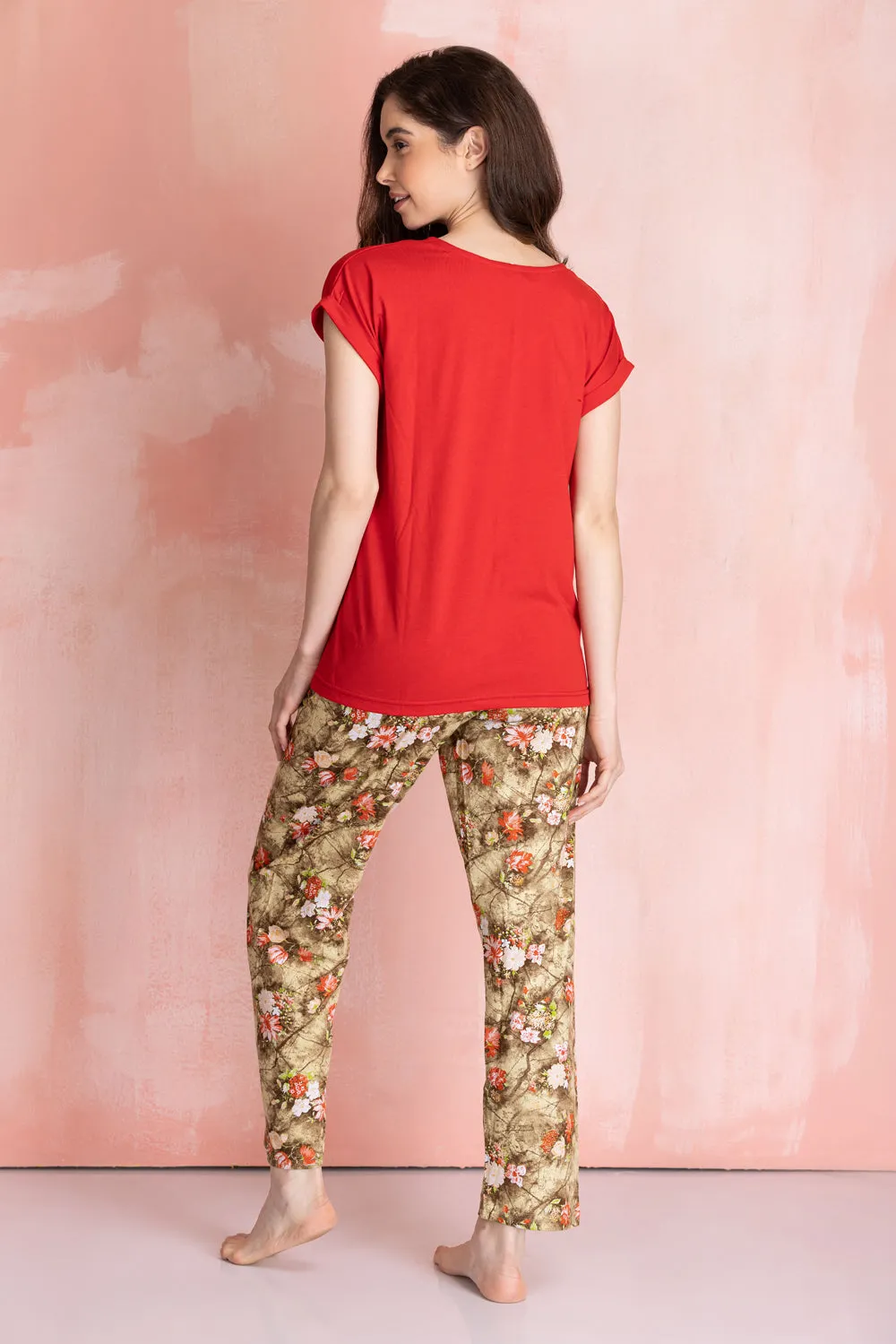 Knit cotton floral Night suit