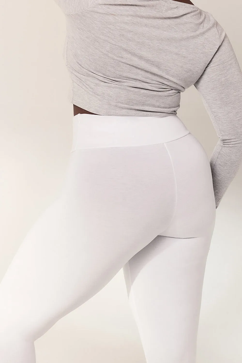 Lightweight Everyday High Waisted Leggings - White