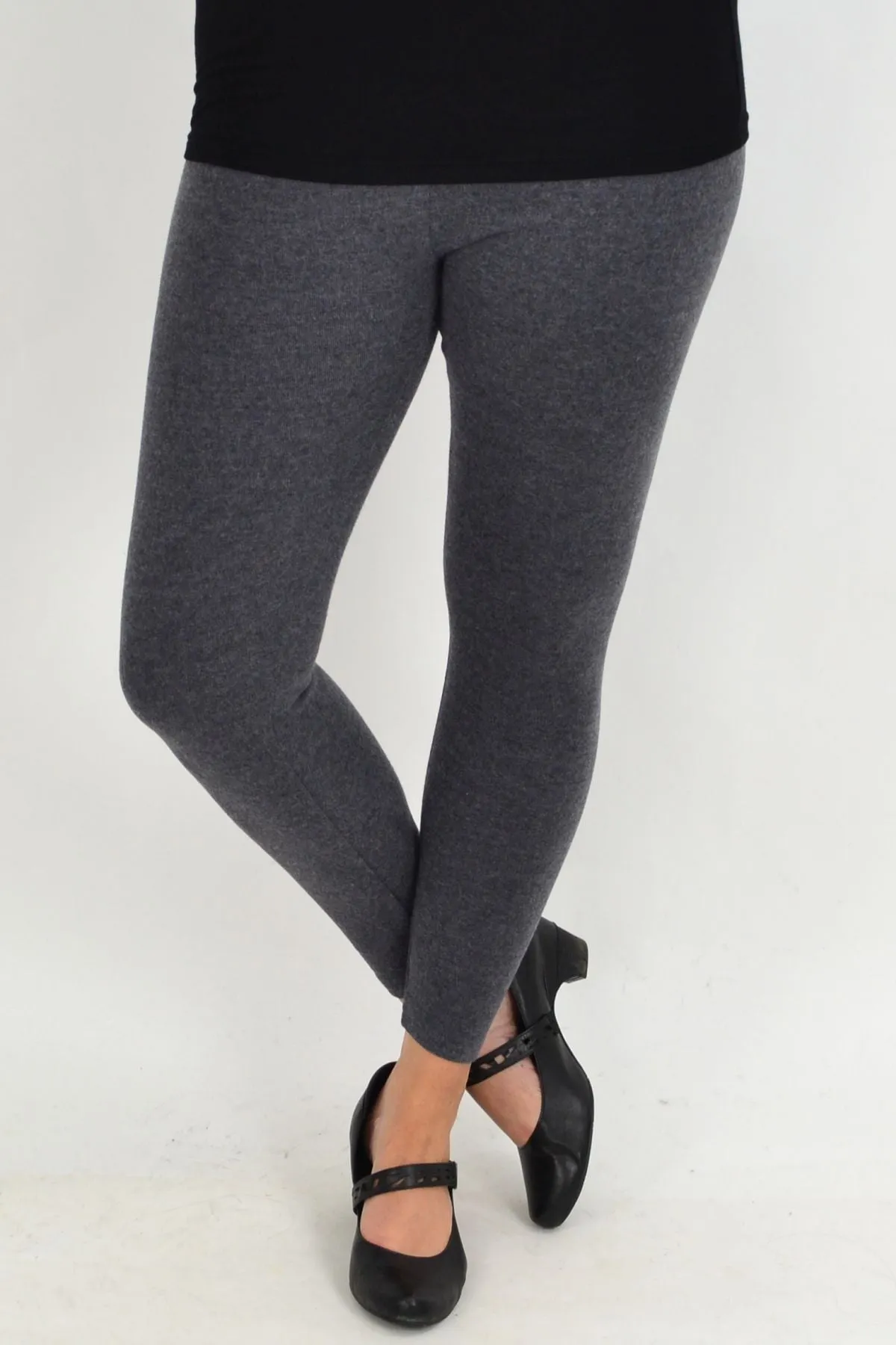 Long Winter Weight Grey Cotton Leggings