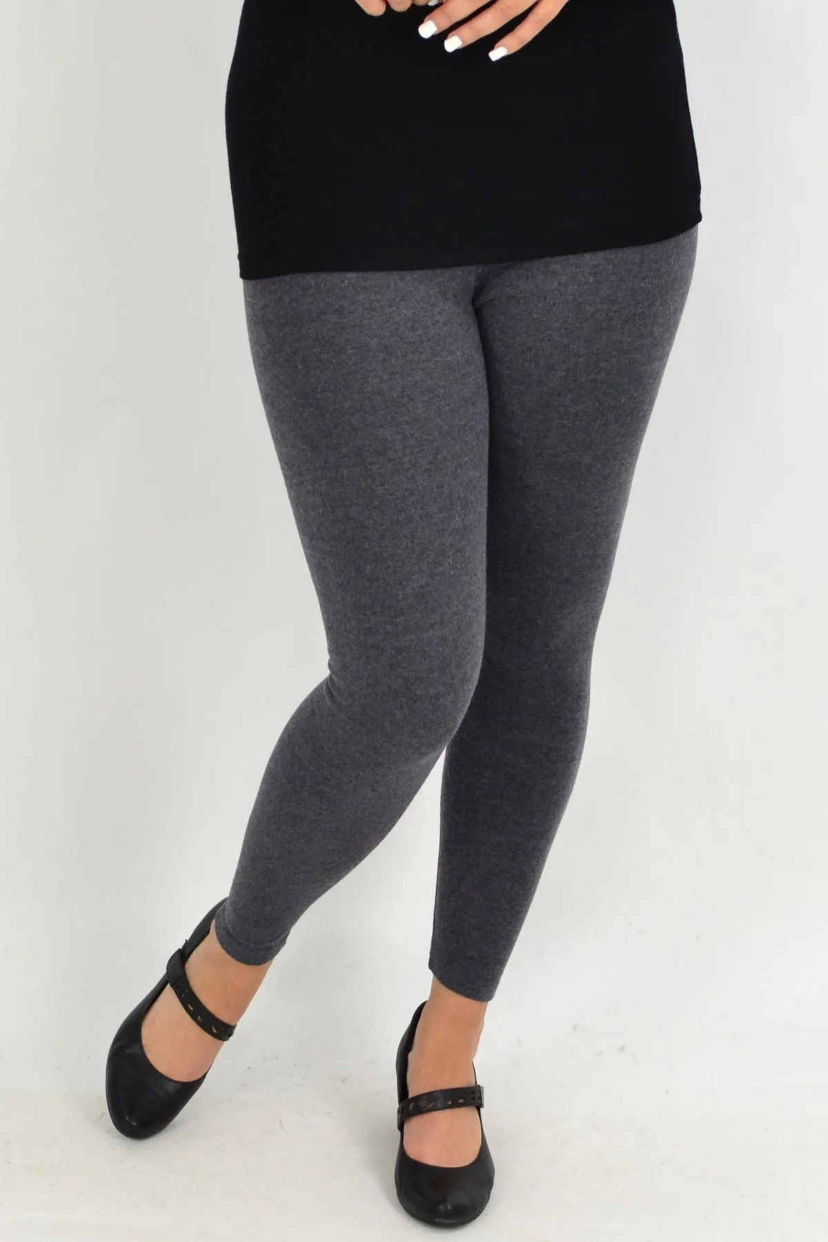 Long Winter Weight Grey Cotton Leggings