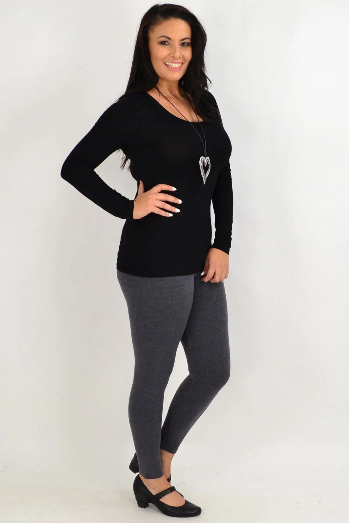 Long Winter Weight Grey Cotton Leggings