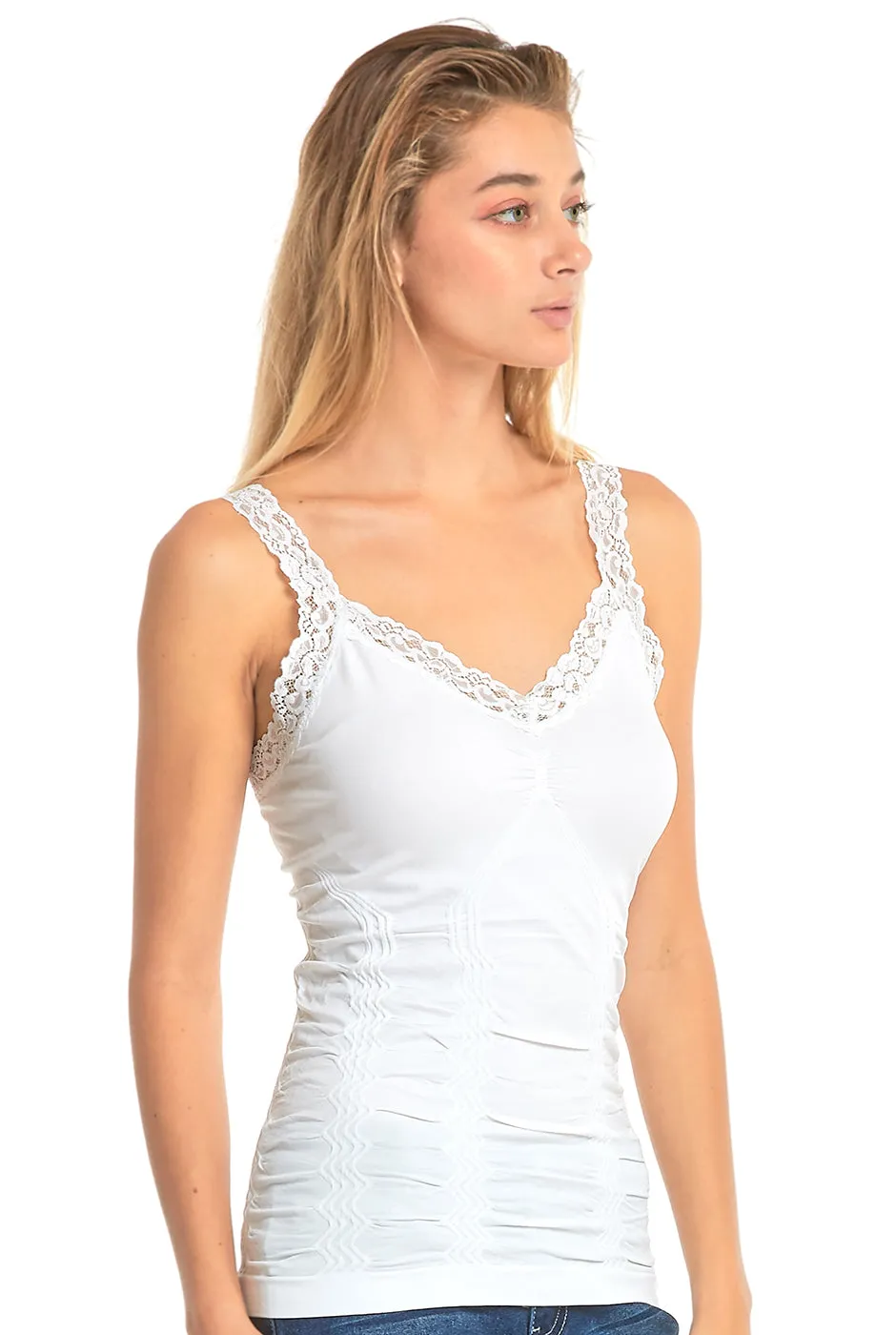 MOPAS LADIES WRINKLED CAMISOL W/ LACE (TWC306)