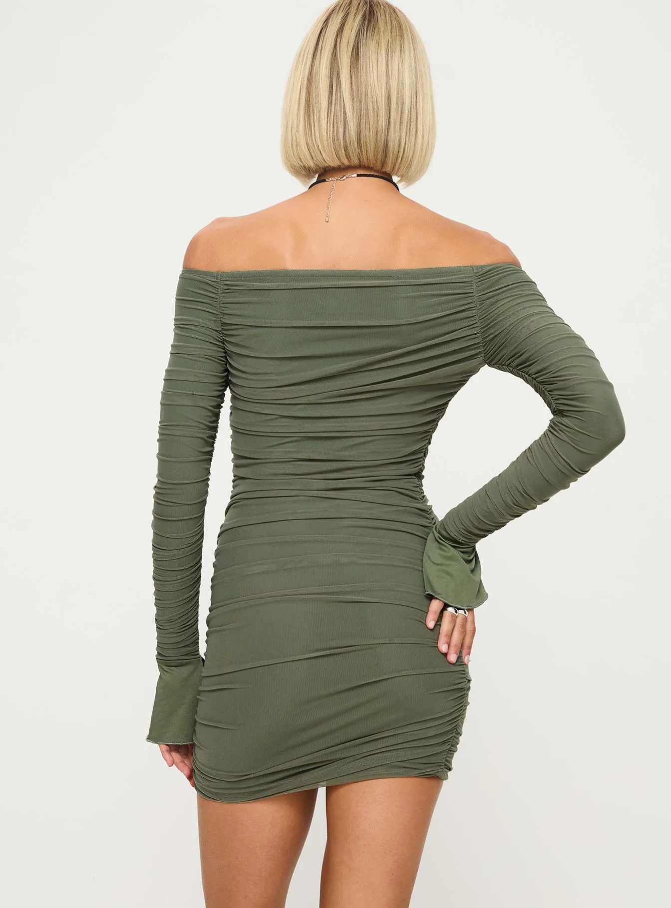 Moreno Long Sleeve Mini Dress Olive