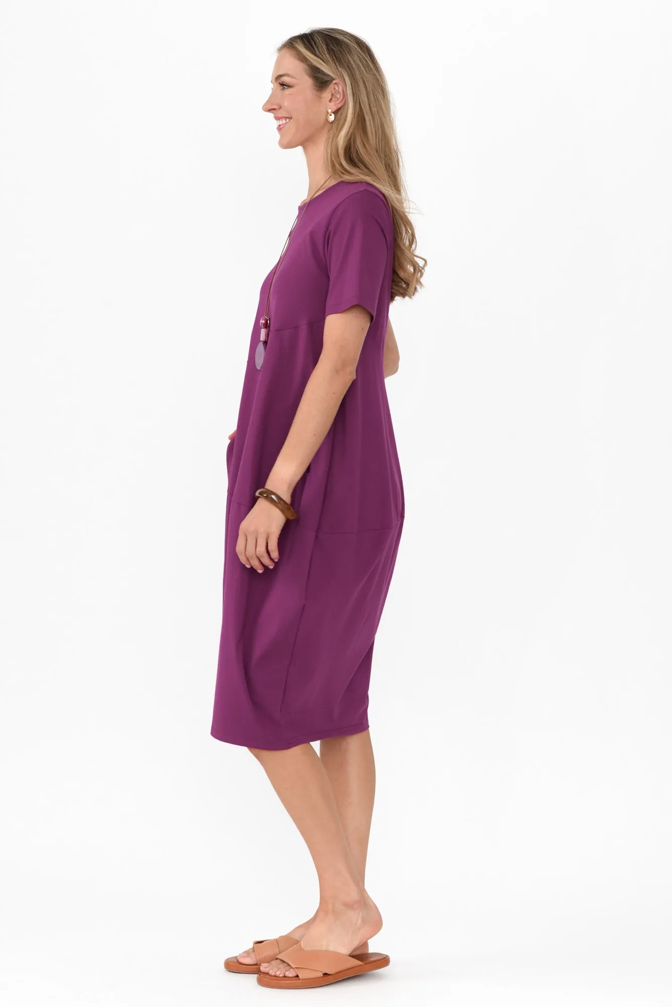 Morgan Fuchsia Diagonal Seam Dress