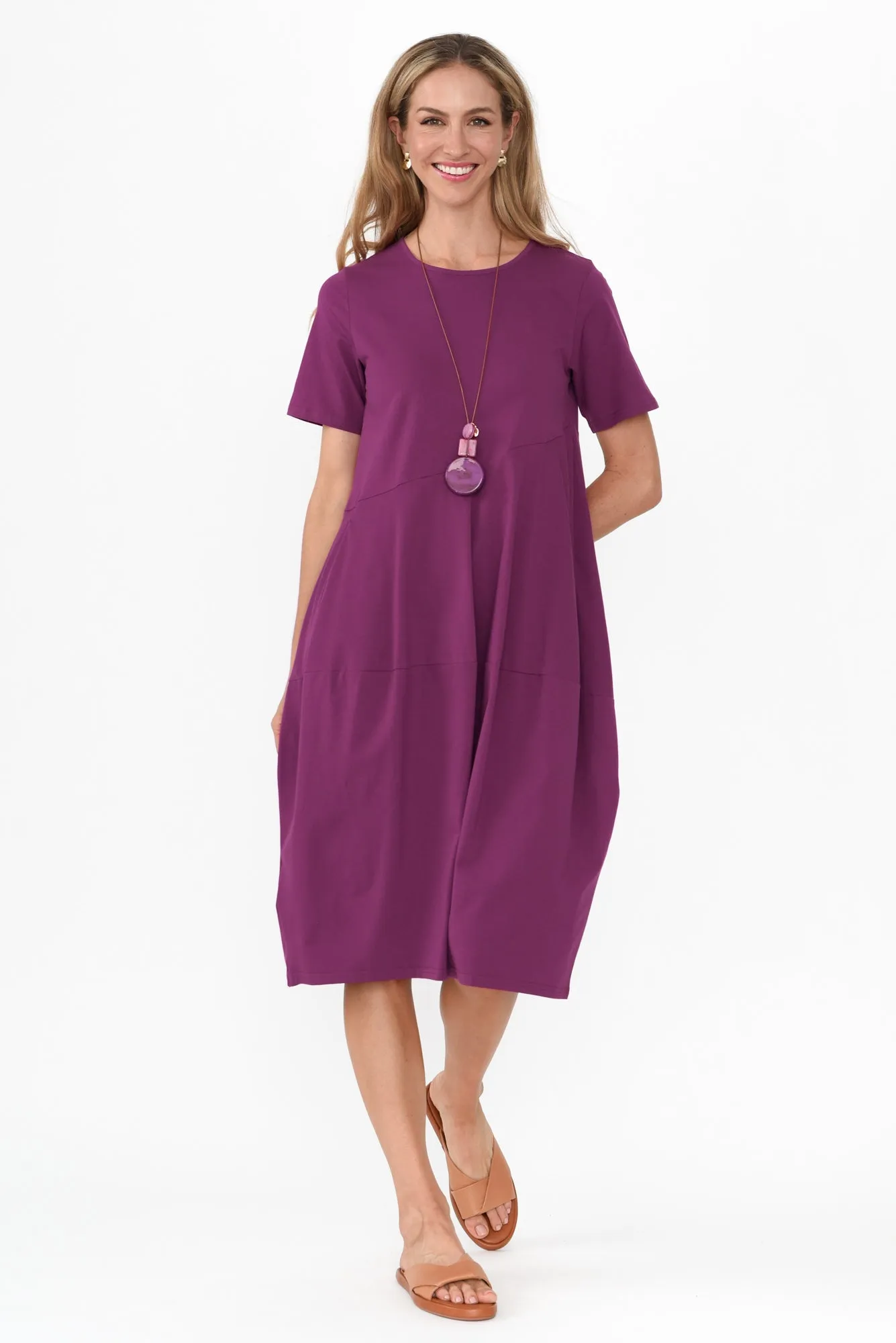 Morgan Fuchsia Diagonal Seam Dress