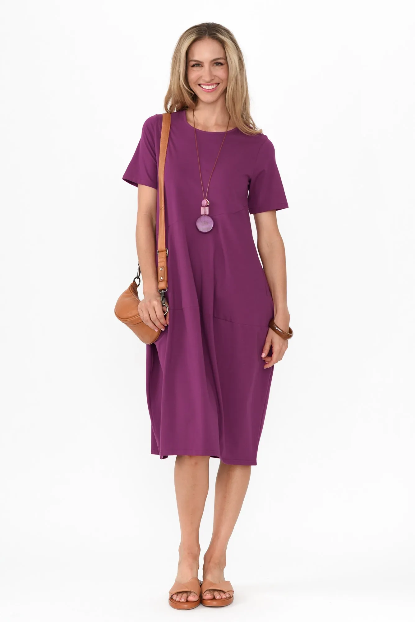 Morgan Fuchsia Diagonal Seam Dress