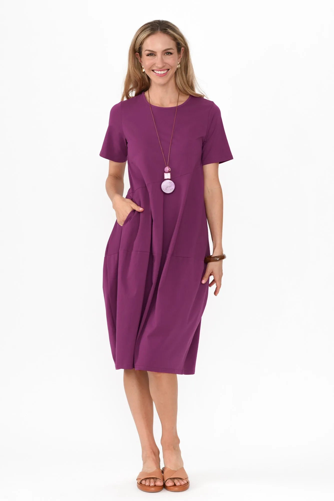 Morgan Fuchsia Diagonal Seam Dress