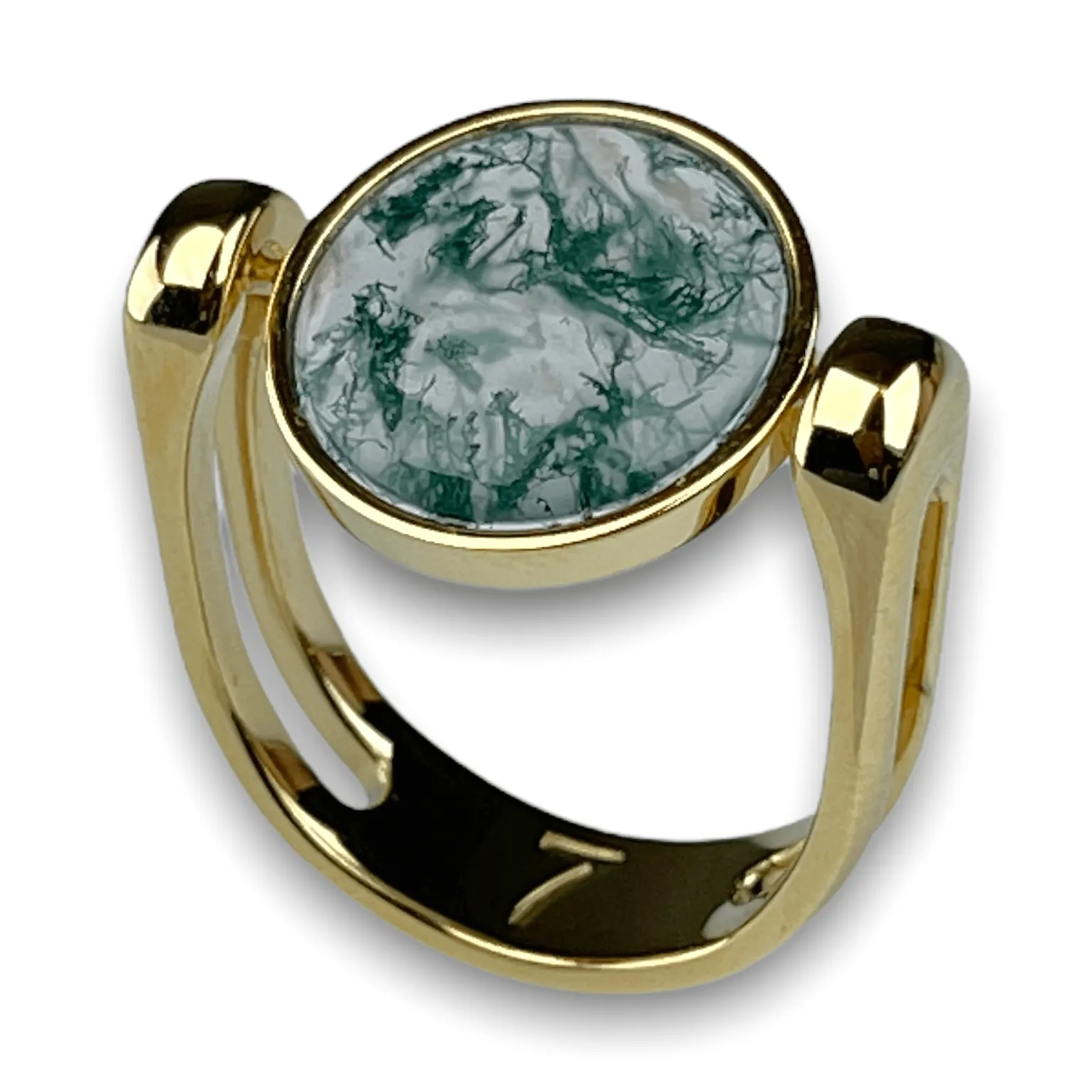 Moss Agate Crystal Fidget Ring